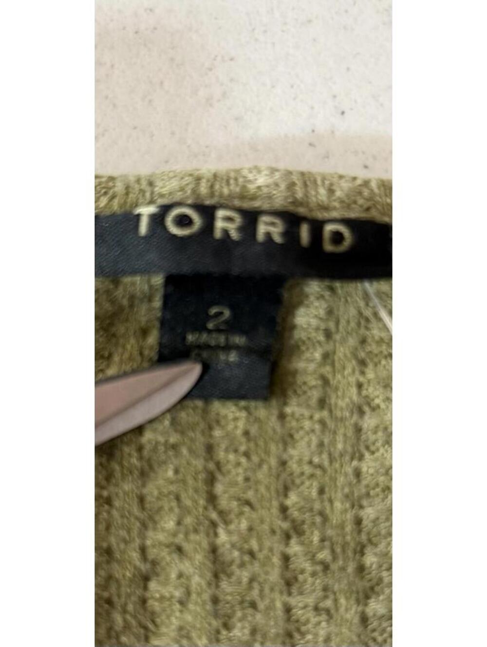 Torrid Waffle Snap Henley Top Womens 2X 18-20 Olive Green Long Sleeve New - Picture 6 of 10